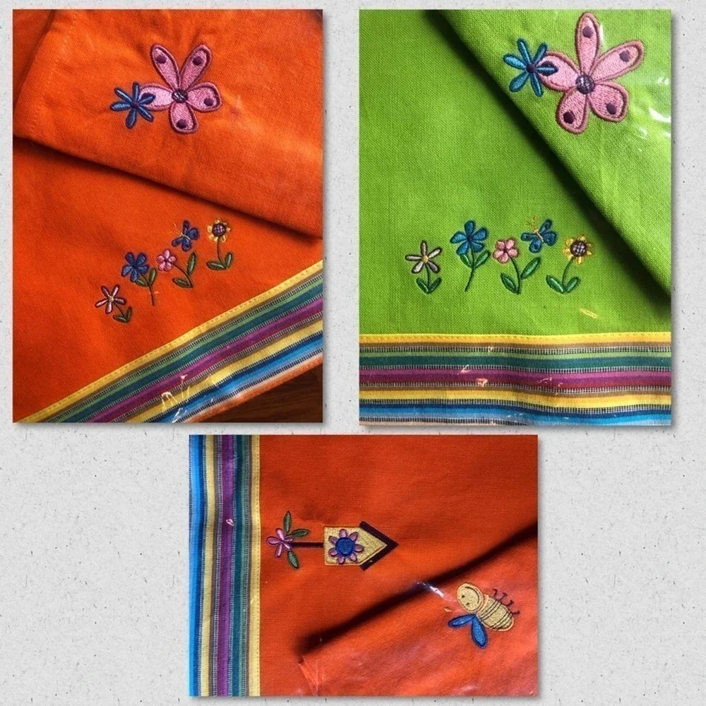 Desideri Di Casa Placemats Napkin Set of 3 Italy NWT embroidered Bee Floral